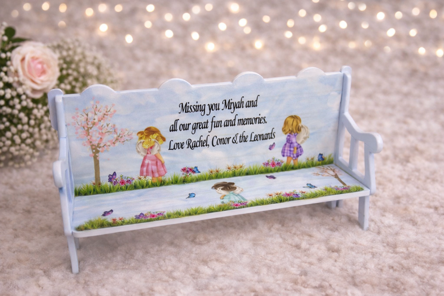Angel In Heaven personalised baby loss memorial bench keepsake