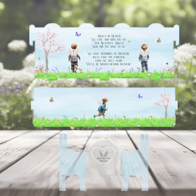 Boy Angel in Heaven baby loss memorial bench with remembrance poem