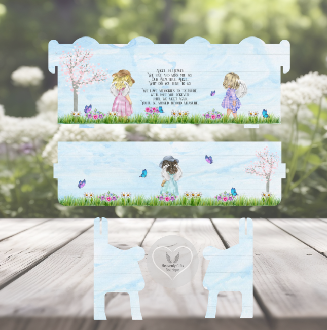 Girl Angel in Heaven personalised baby and child memorial bench design