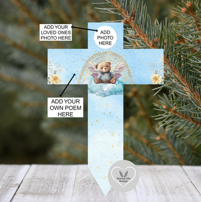Angel teddy baby loss memorial cross grave marker