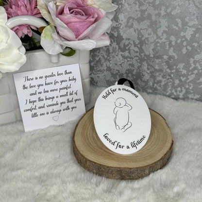 Baby loss memorial hanging decoration with accompanying comfort poem card