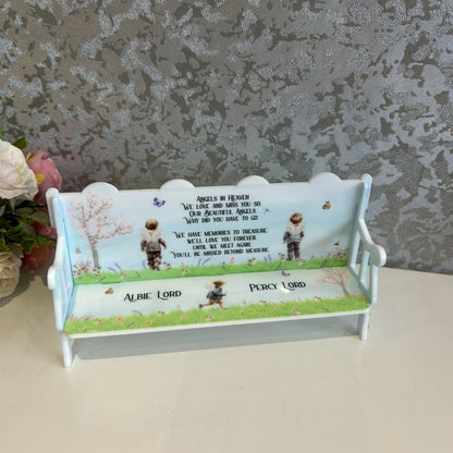Baby loss remembrance bench keepsake personalised with name and dates