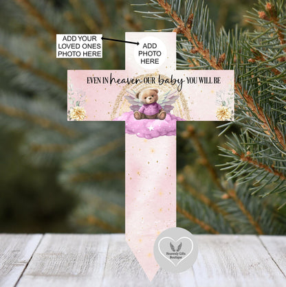 Baby remembrance cross marker for graveside memorial display