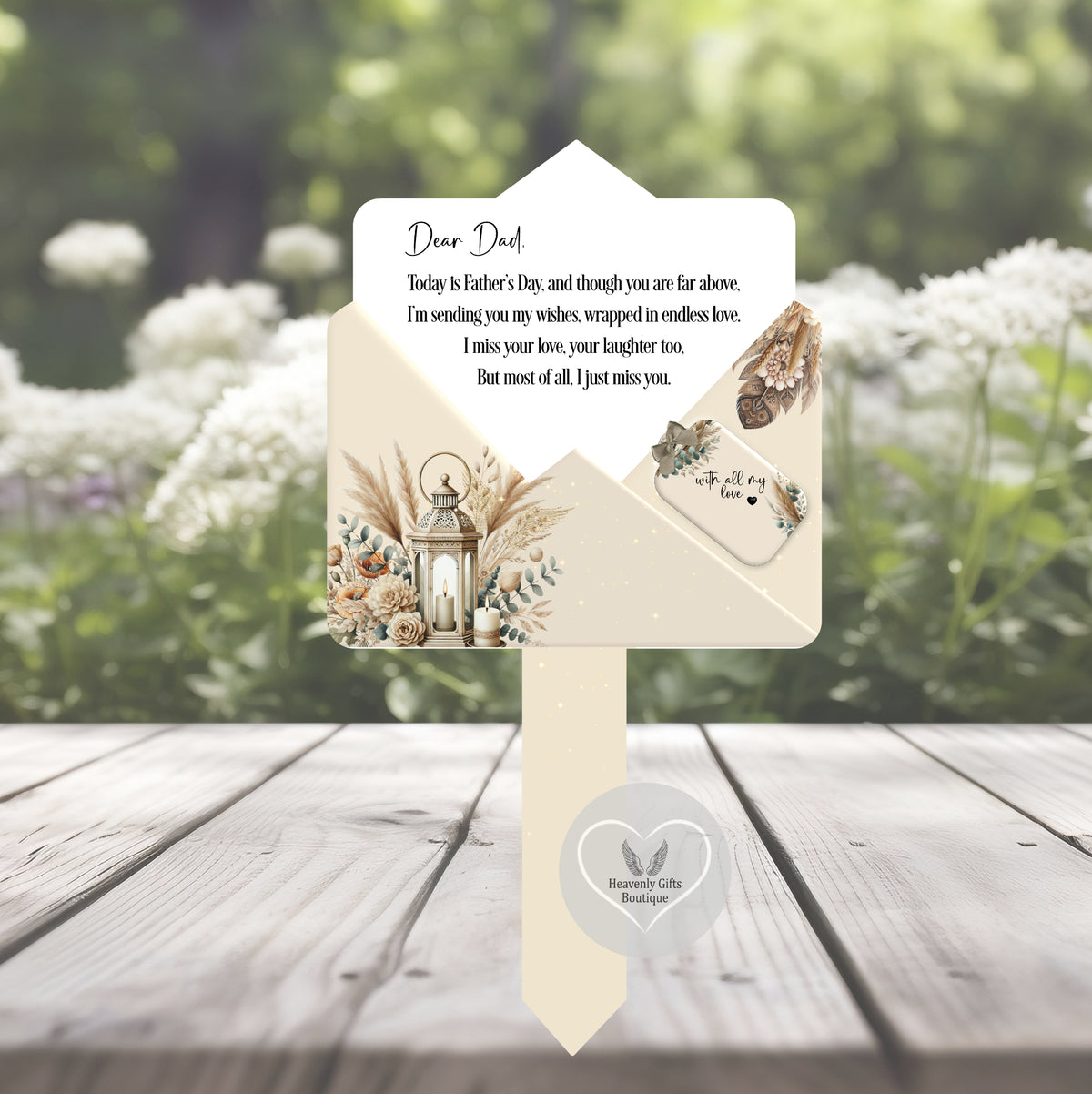 Dear Dad letter to heaven memorial grave marker with remembrance wording