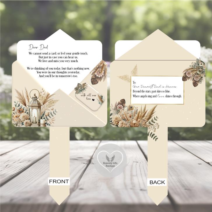 Personalised beige Letter to Heaven acrylic memorial plaque design
