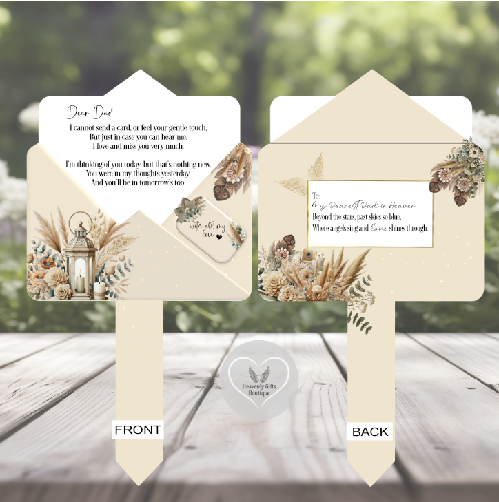Beige floral personalised grave marker for remembering a loved one