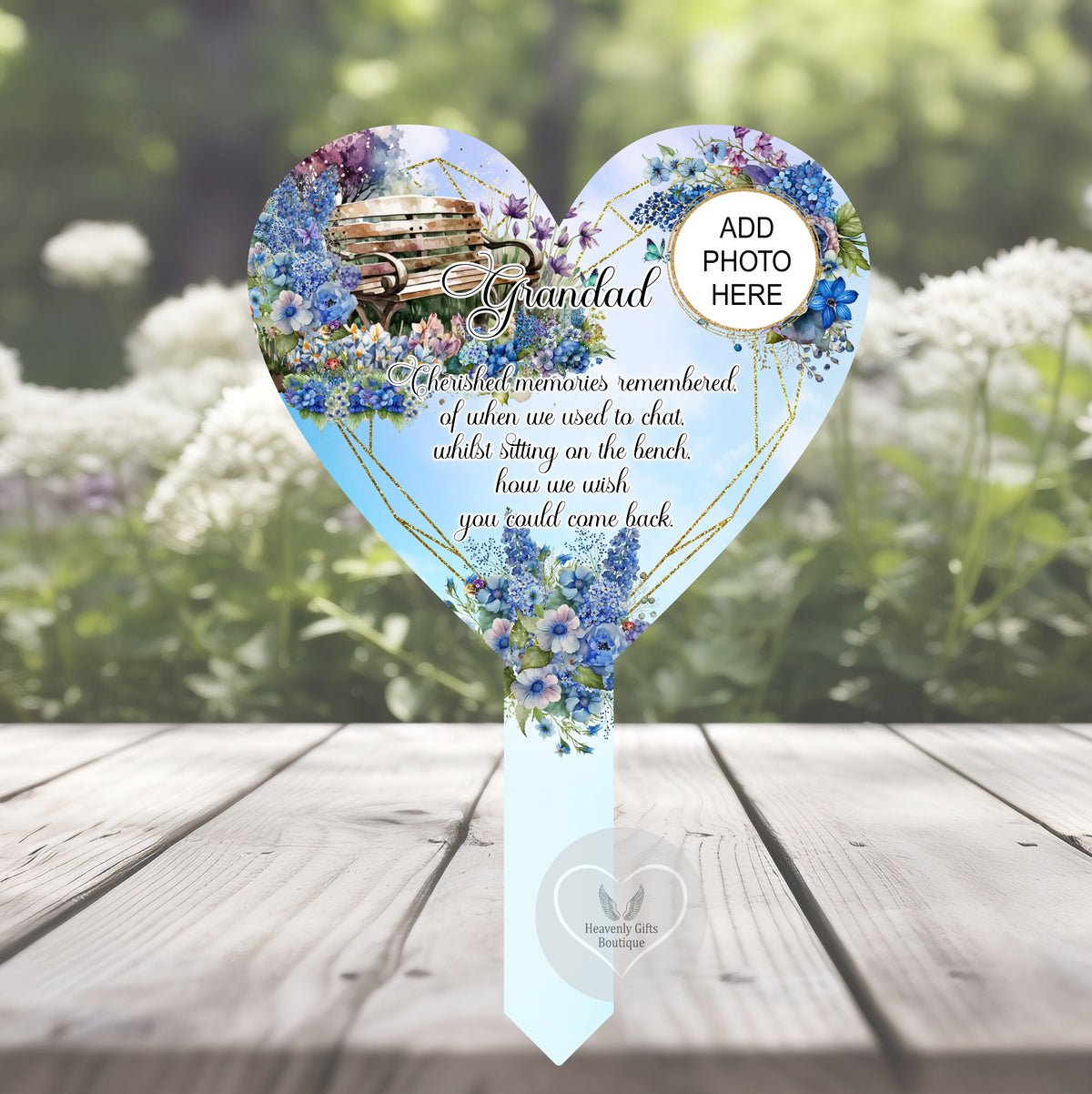 Bench heart graveside memorial marker for a loved one