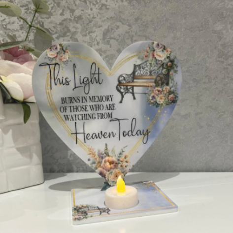 Bench memorial tealight keepsake with remembrance poem