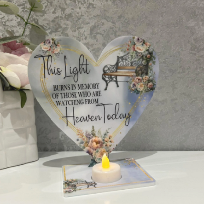 Bench memorial tealight keepsake with remembrance poem