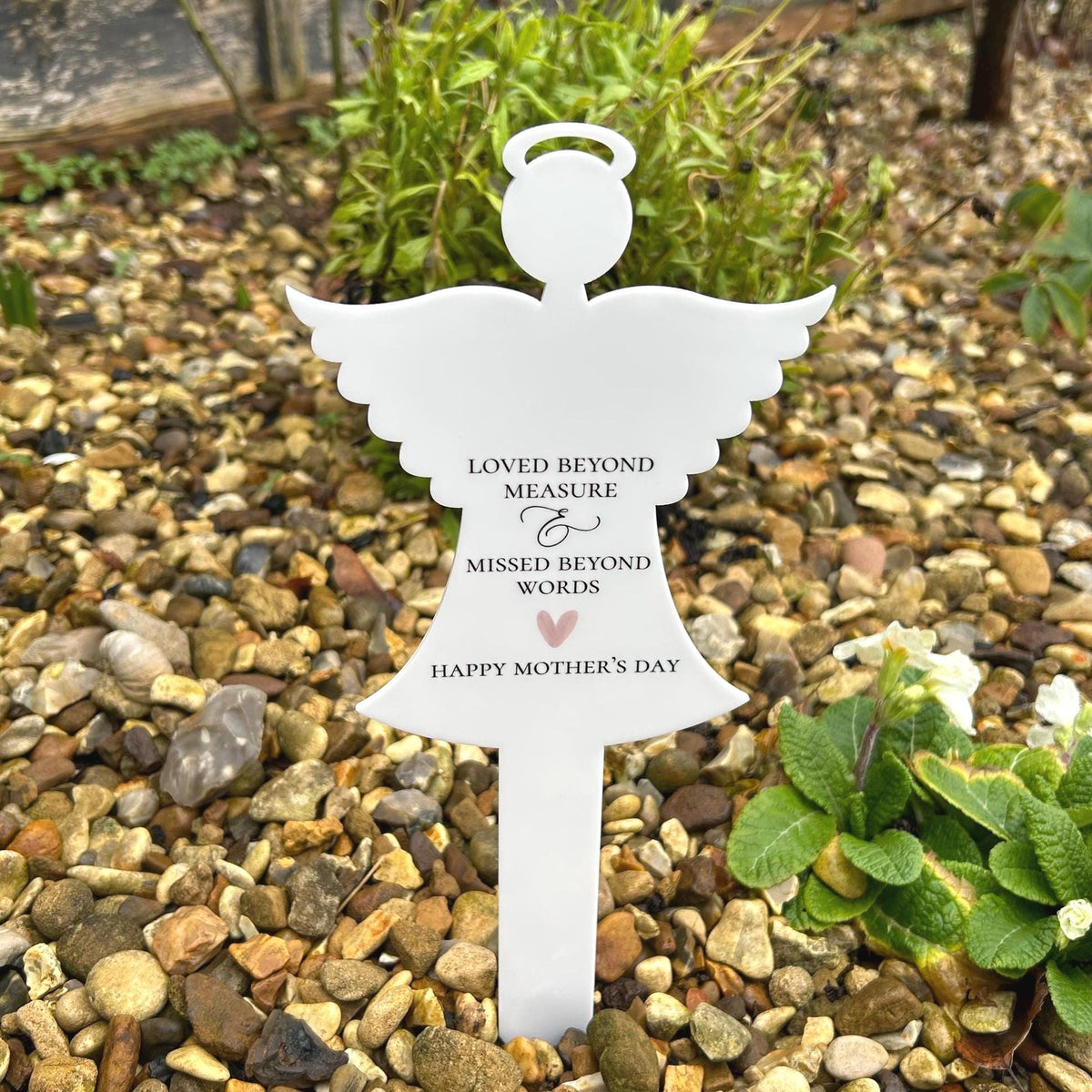 Blue angel memorial grave marker with personalised remembrance wording