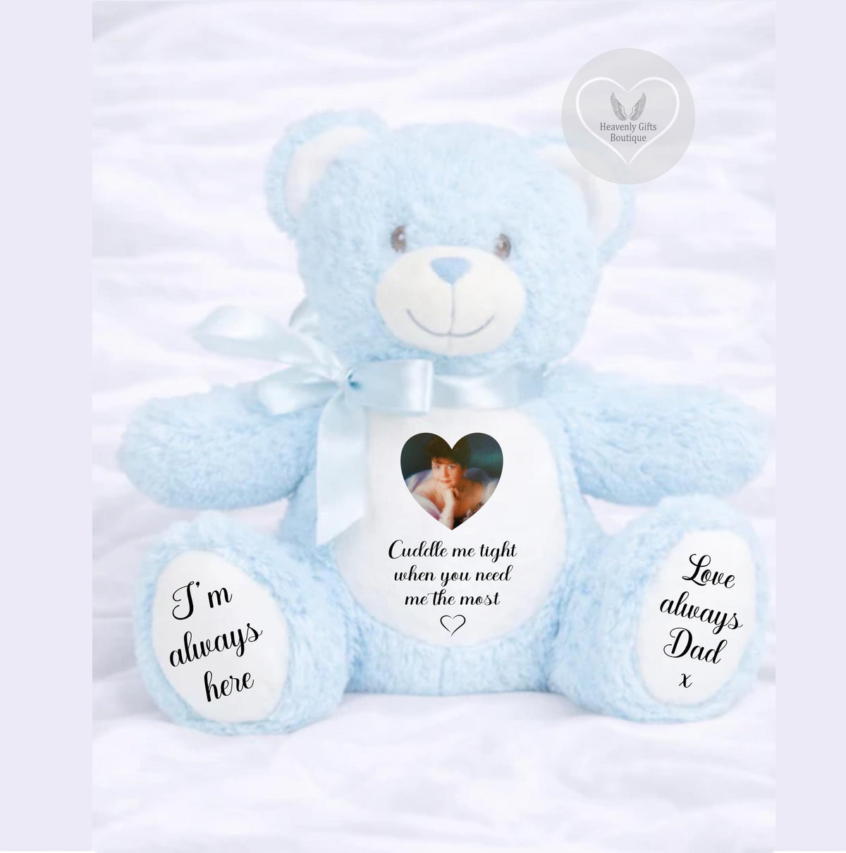 Blue Cuddle Me Tight personalised memorial memory teddy