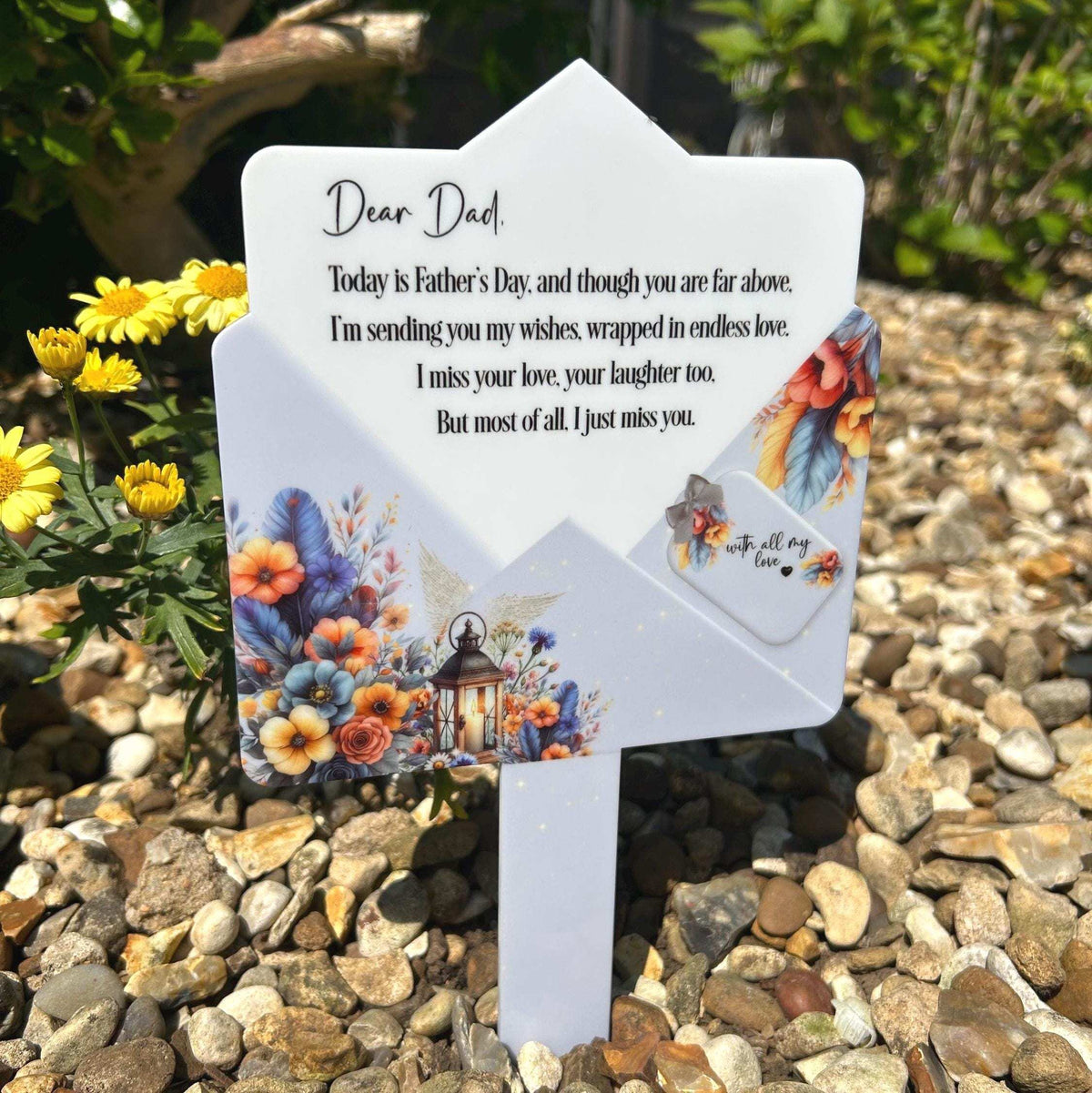 Blue Dear Dad memorial grave decoration personalised for a loved father