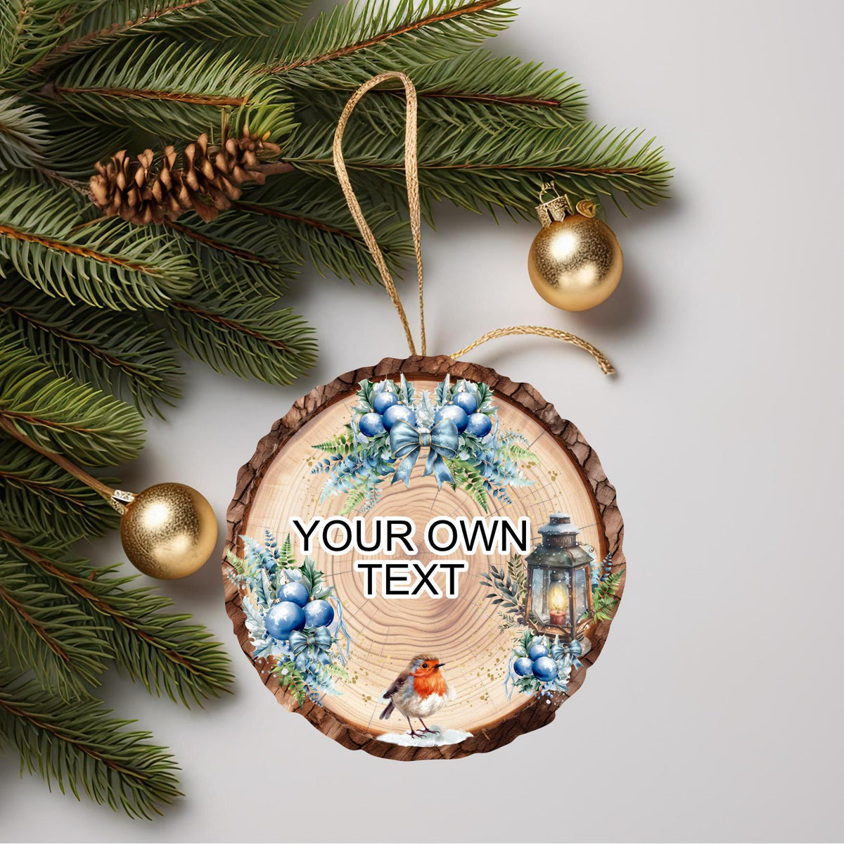 Blue lantern Christmas remembrance bauble for a loved one