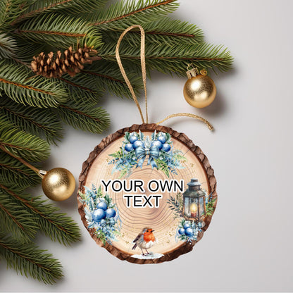 Blue lantern Christmas remembrance bauble for a loved one