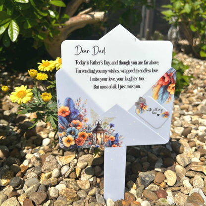 Blue letter to heaven grave marker personalised in memory of Dad