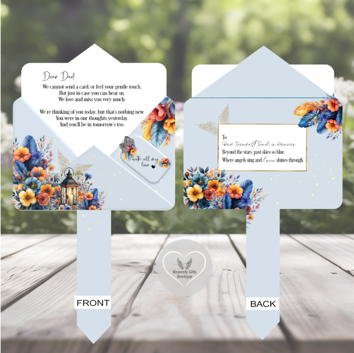 Blue personalised Letter to Heaven acrylic grave marker design