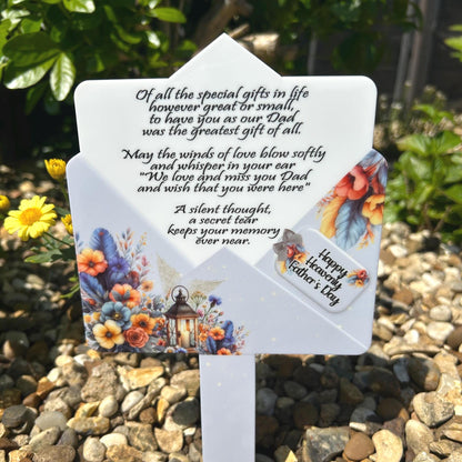 Blue personalised letter to heaven memorial grave marker for someone special
