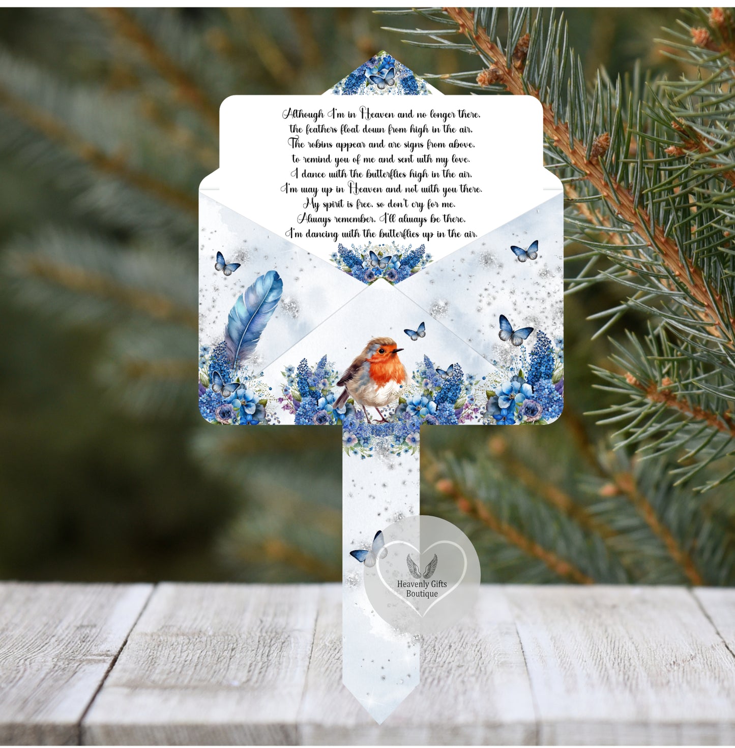 Blue Robin Letter To Heaven Grave Marker