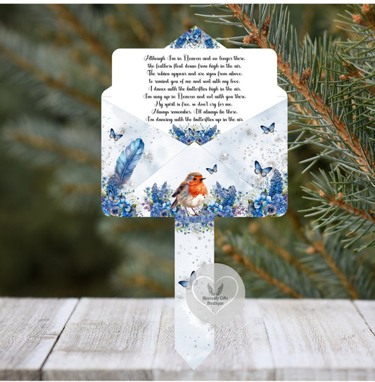 Blue Robin Letter To Heaven Grave Marker