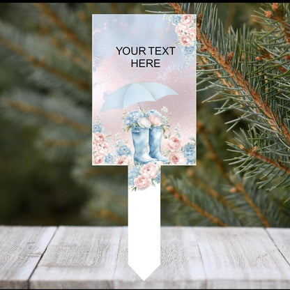 Boots and umbrella grave marker with your own memorial poem
