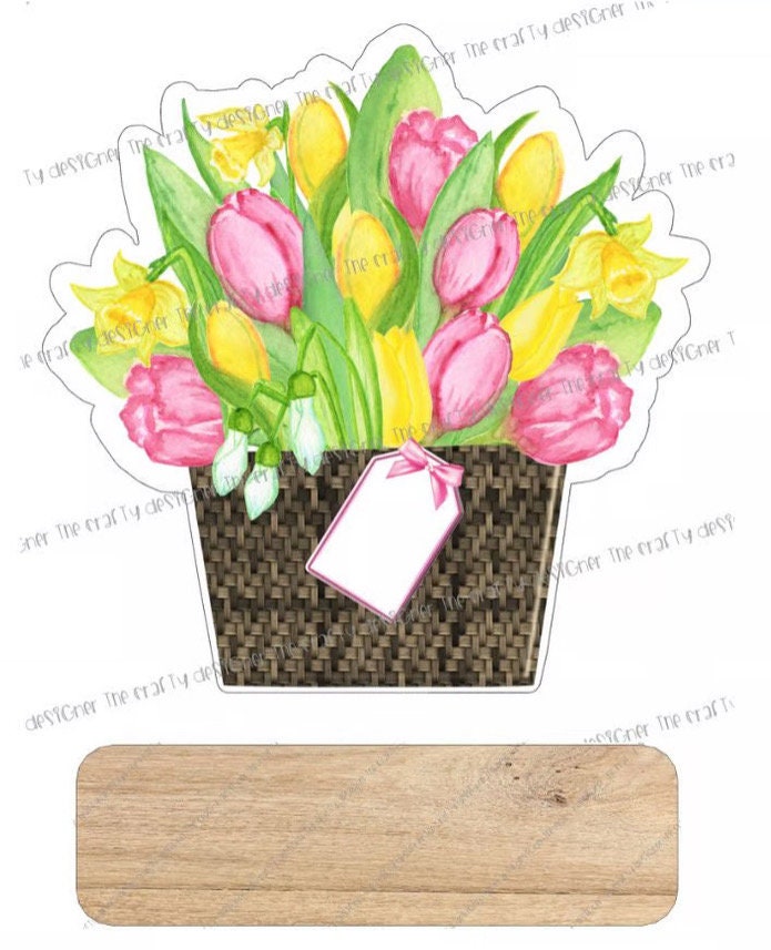 Personalised tulips flower bouquet plaque displayed on its stand