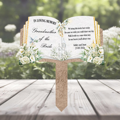 Brown wedding memorial grave marker personalised for a loved one