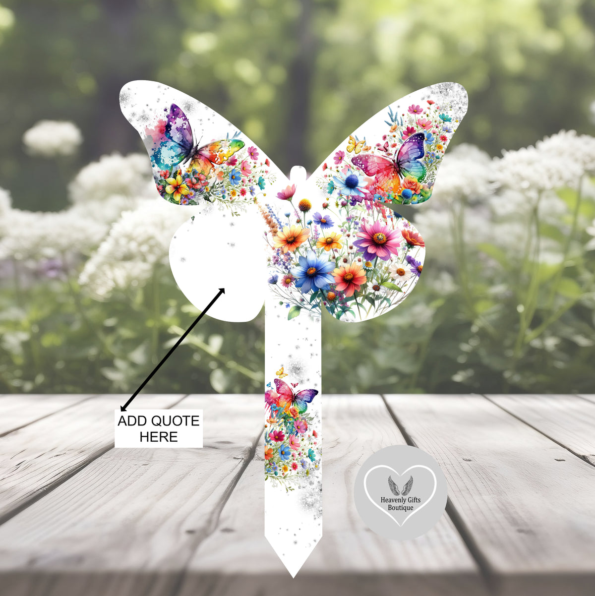 Butterflies Appear grave marker with your own custom wording