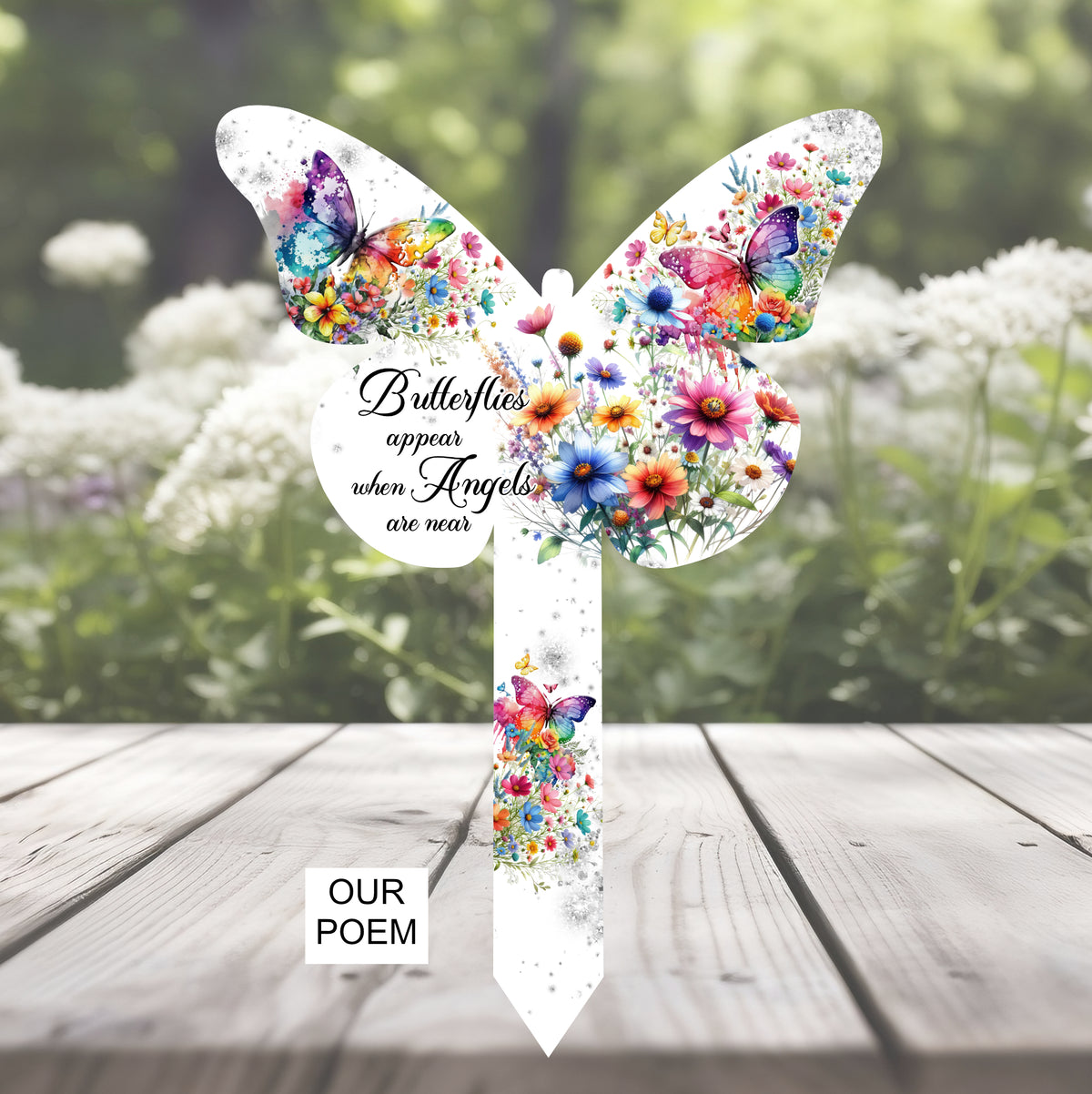 Butterflies Appear grave marker with standard memorial wording