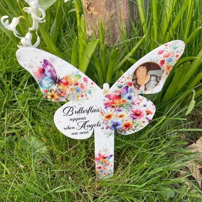 Butterflies Appear memorial marker with personalised photo
