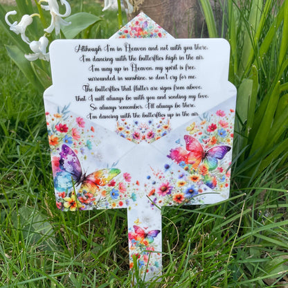 Butterfly memorial letter grave marker for a loved one