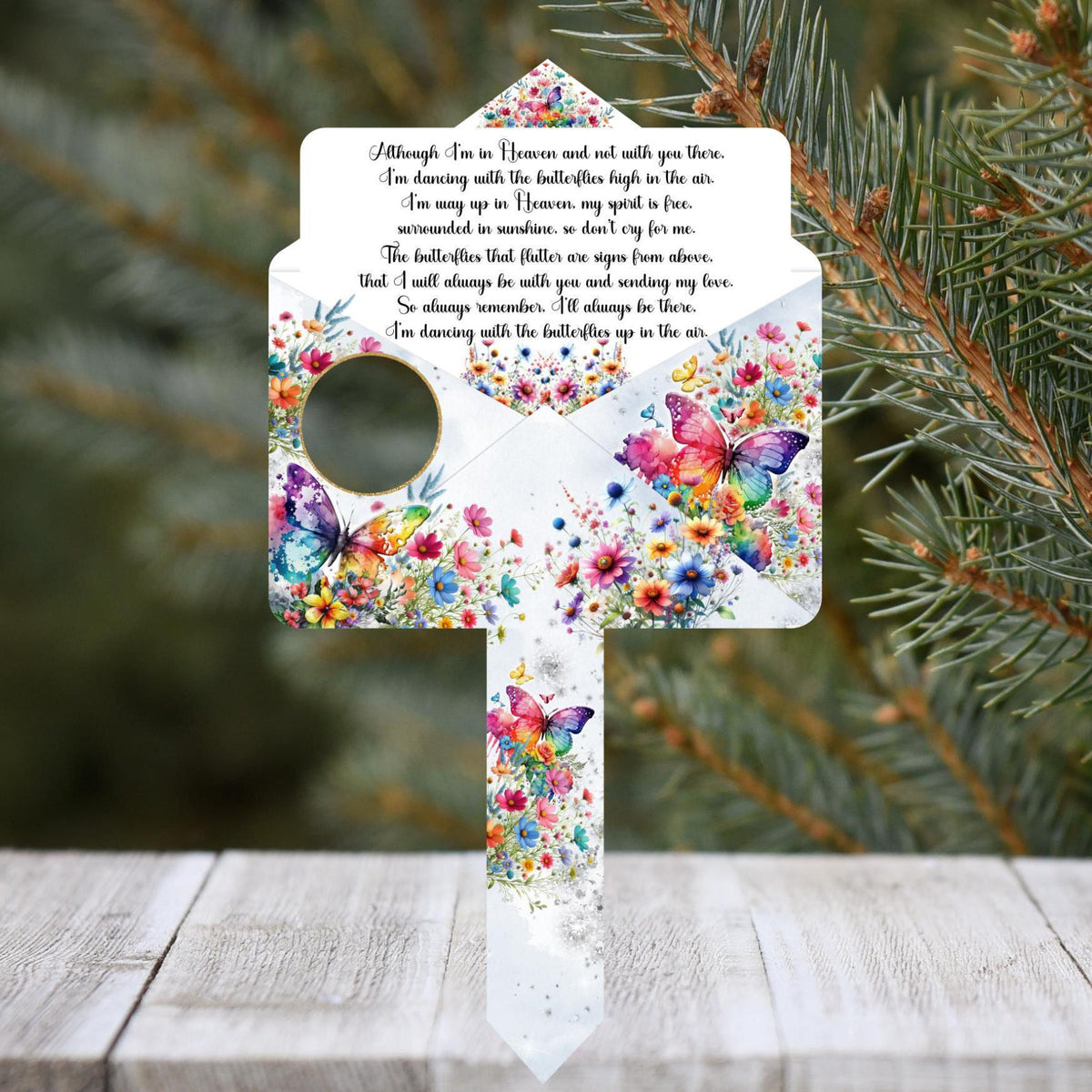 Butterfly and wildflower graveside memorial marker