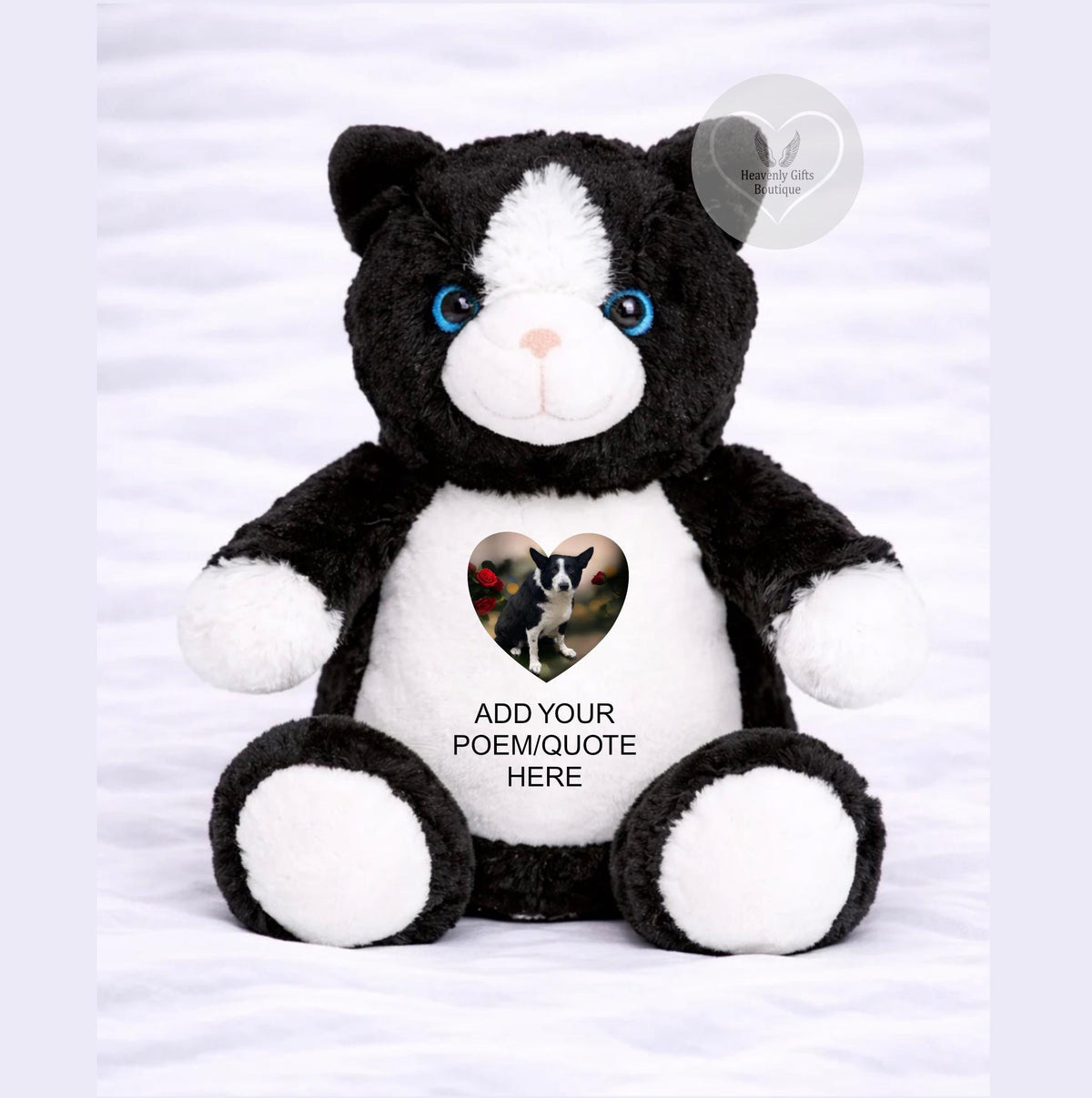 Cat bereavement memorial teddy with personalised tribute