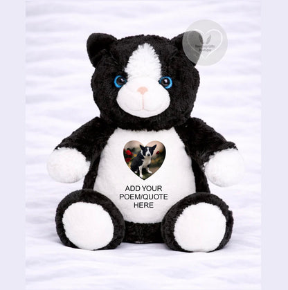 Cat bereavement memorial teddy with personalised tribute