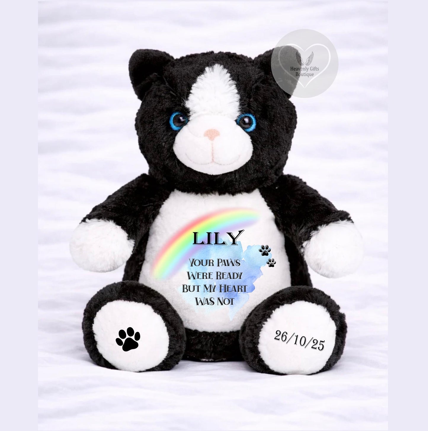 Cat memorial photo plush keepsake for pet bereavement