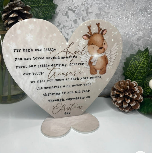 Christmas baby loss memorial heart plaque with heartfelt Little Angel remembrance wording