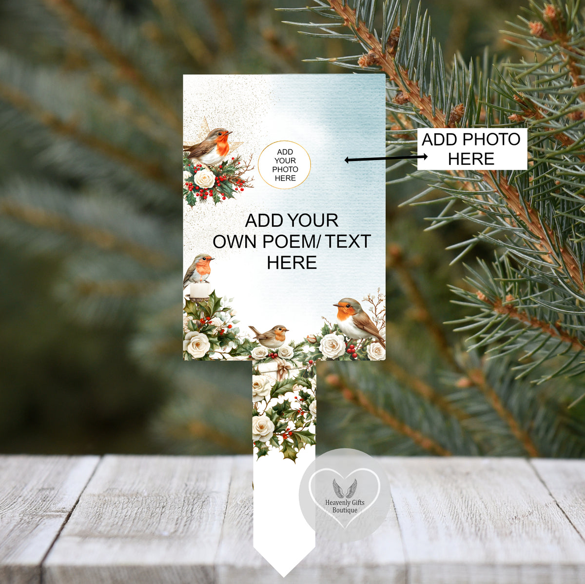 Christmas Card To Heaven marker with own wording and one photo