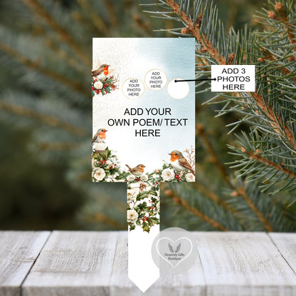 Christmas Card To Heaven marker with own wording and three photos