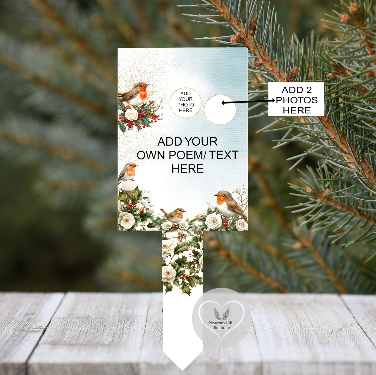 Christmas Card To Heaven marker with own wording and two photos