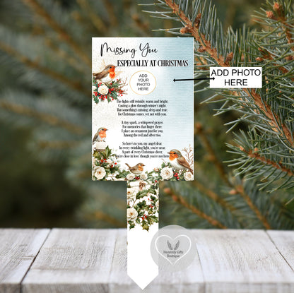 Christmas Card To Heaven grave marker with poem and name