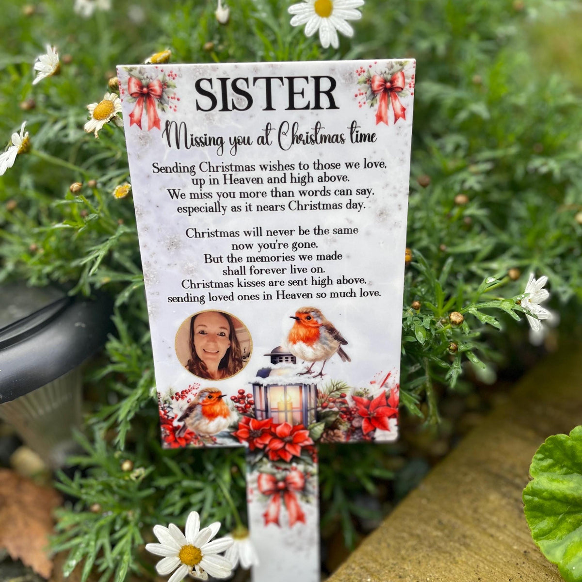Personalised Christmas Card To Heaven memorial grave marker
