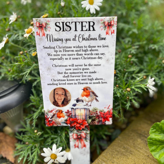 Personalised Christmas Card To Heaven memorial grave marker