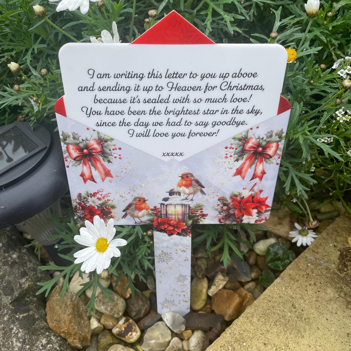 Christmas Letter To Heaven robin memorial grave marker