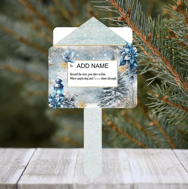 Reverse of Christmas Letter To Heaven grave marker with remembrance wording