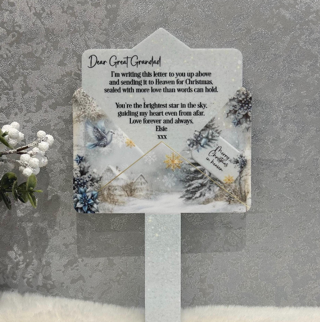 Christmas Letter To Heaven grave marker with own poem and photograph