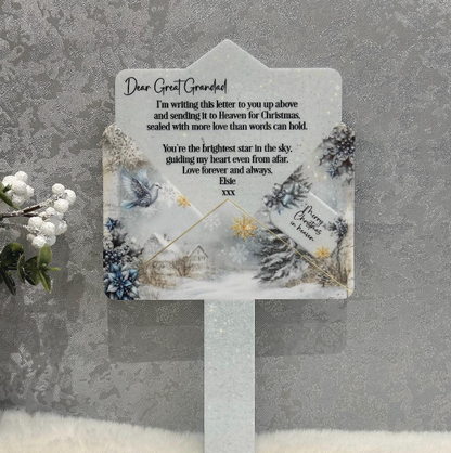 Christmas Letter To Heaven grave marker with own poem and photograph