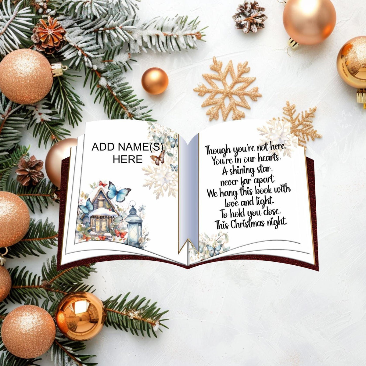Personalised Christmas memorial book with own wording