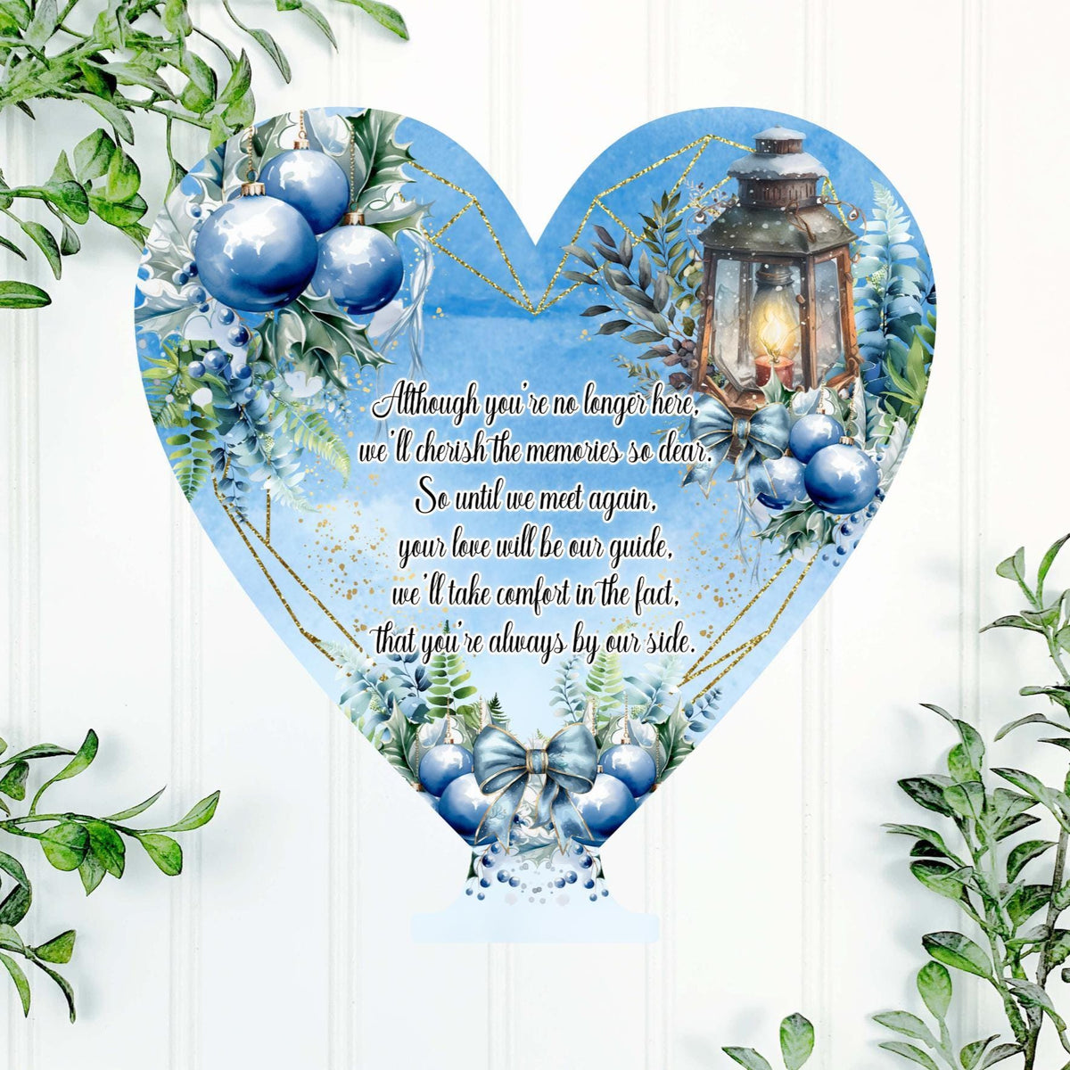 Christmas memorial heart tealight holder with remembrance poem
