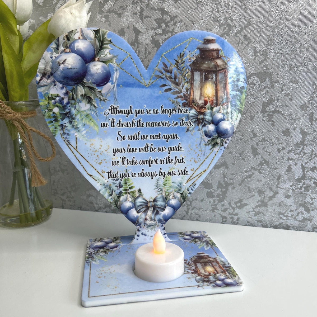 Christmas memorial tealight holder for remembering a loved one