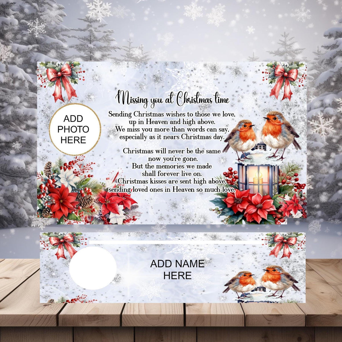 Personalised Christmas memorial tealight holder design options