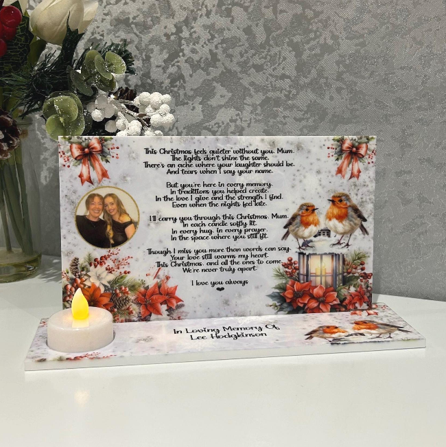 Christmas memorial tealight keepsake with personalised photograph